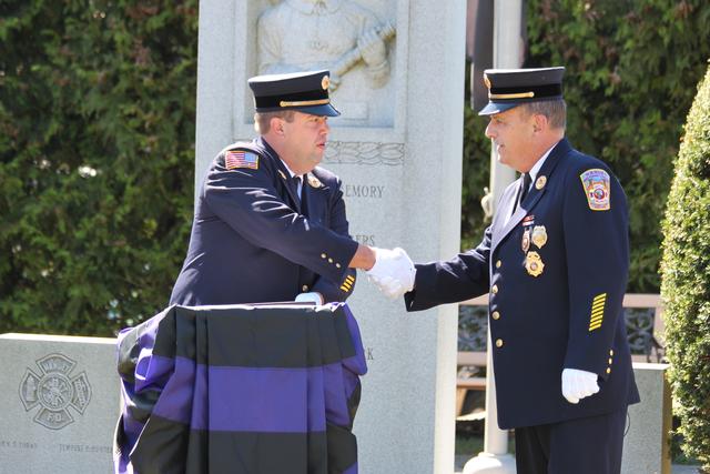 Years of service award given to John Fickes. 45 years.

Memorial Service NFD. September 9, 2012. Photo by Vincent P. Tuzzolino
